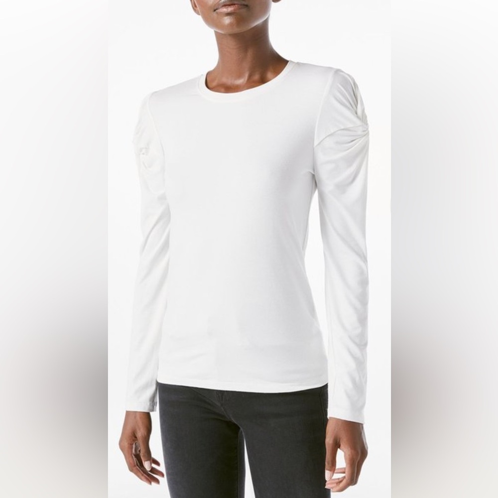 Frame Denim Twisted Sleeve Long Sleeve Top Off White. Size XS. - Picture 2 of 12